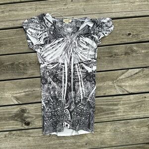 ONE WORLD Monochrome Abstract Women's Blouse
